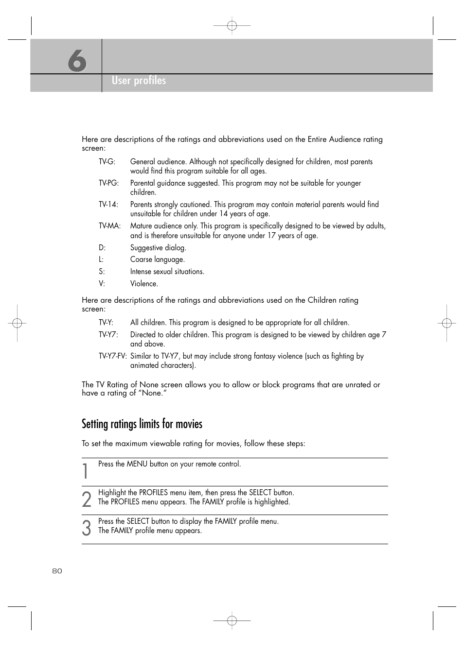 Setting ratings limits for movies | Samsung SIR-TS360 User Manual | Page 80 / 116