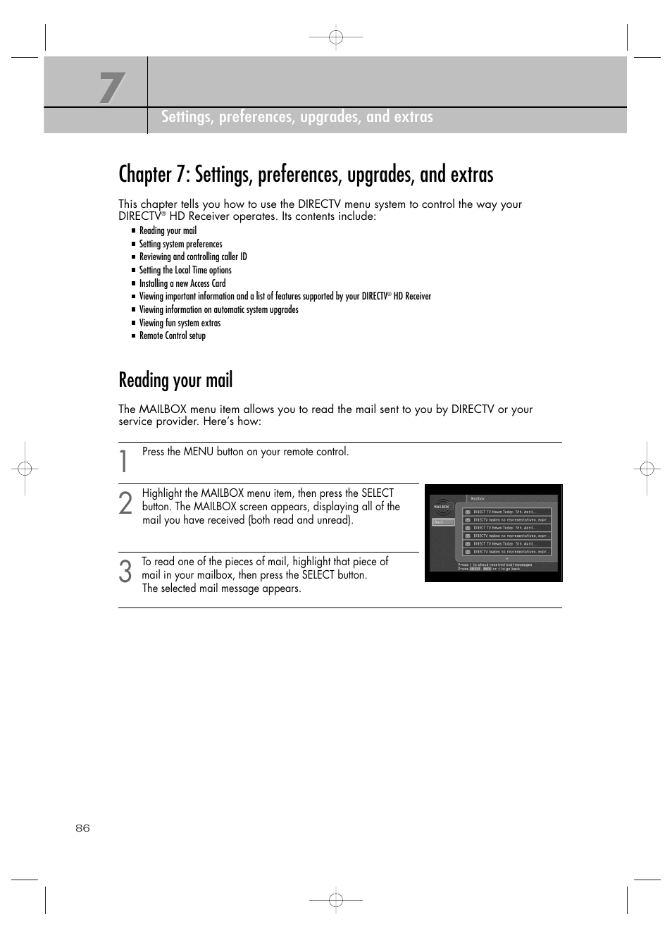 Reading your mail | Samsung SIR-TS360 User Manual | Page 86 / 116