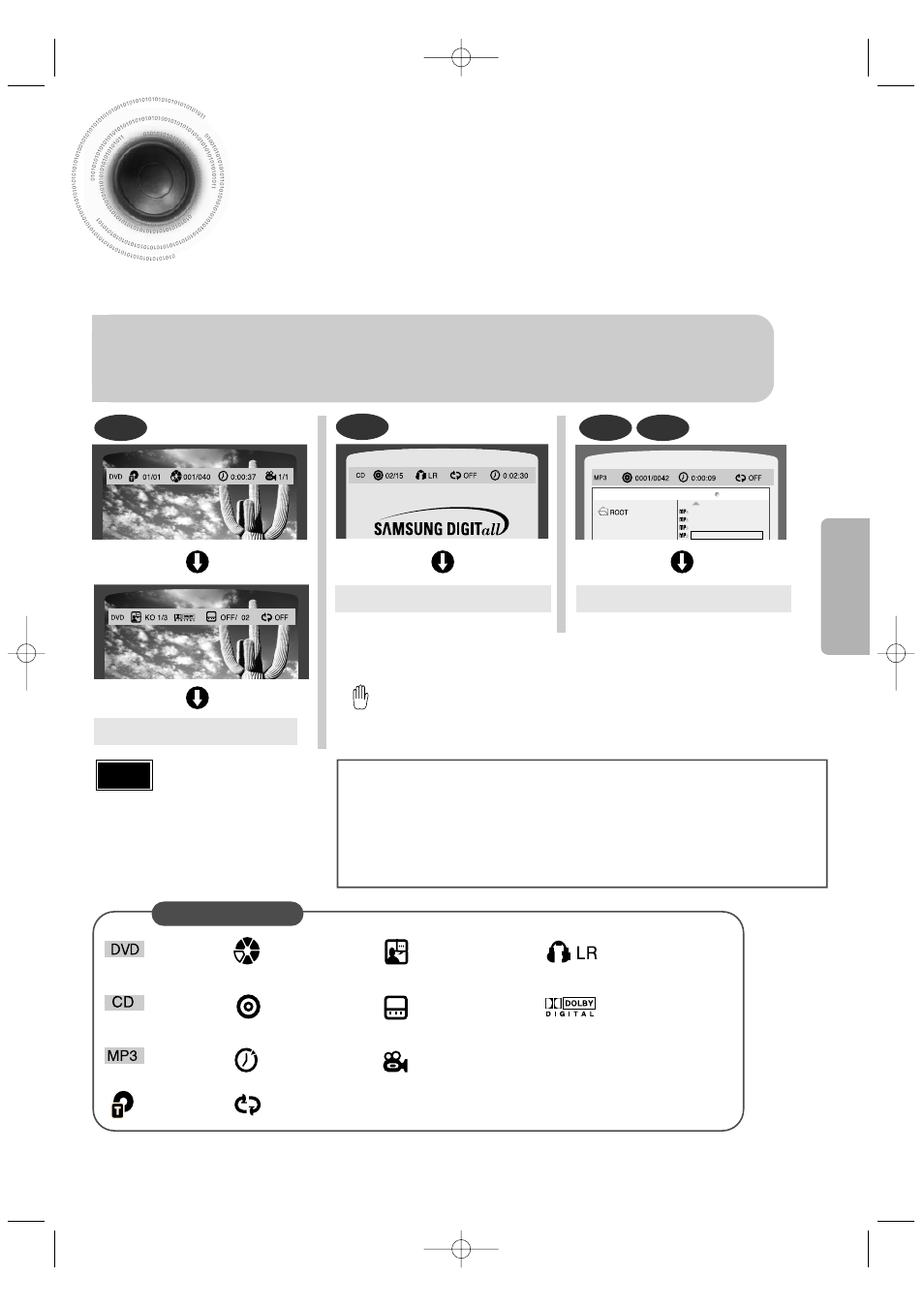 Displaying disc information, Press info button, Opera tion | Samsung HT-DB390 User Manual | Page 29 / 76