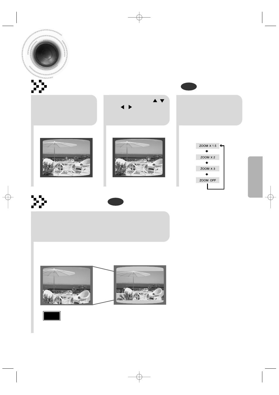 Zoom function, 34 zoom function, Zoom (screen enlarge) function | Aspect ratio | Samsung HT-DB390 User Manual | Page 35 / 76