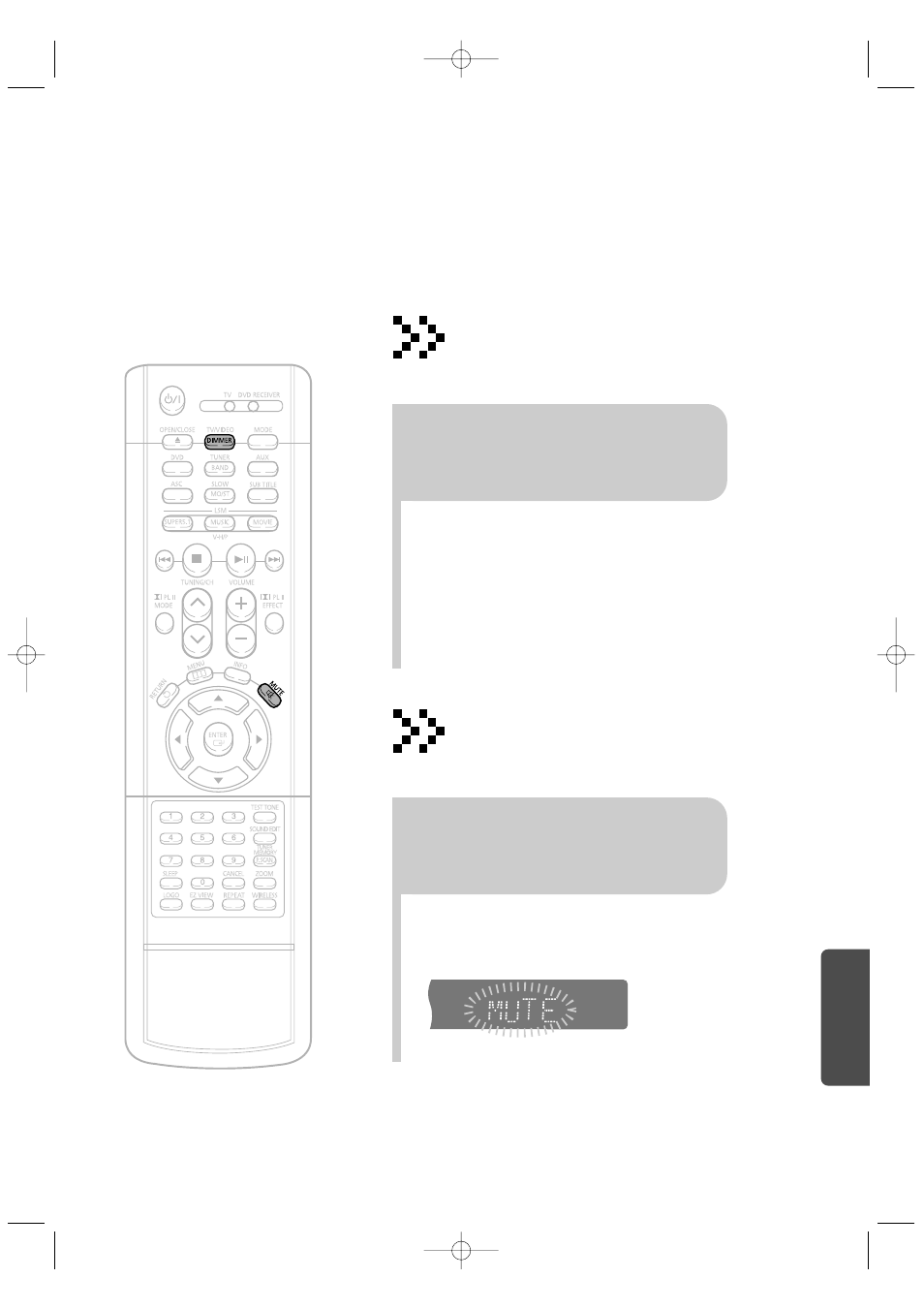 Adjusting display brightness, Mute function, Press dimmer button | Press mute button, Miscellaneous | Samsung HT-DB390 User Manual | Page 67 / 76