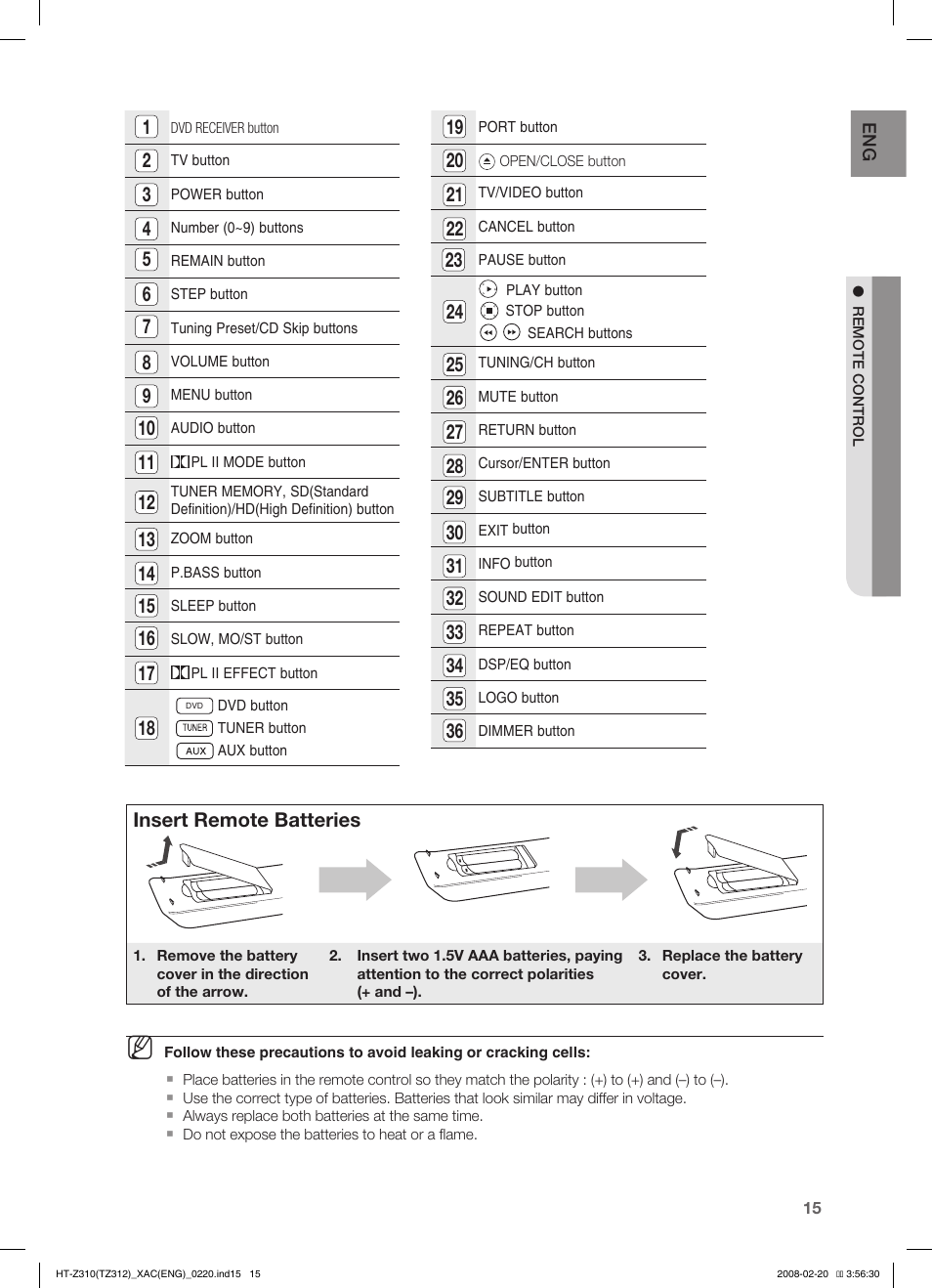 Samsung HT-Z310 User Manual | Page 16 / 72