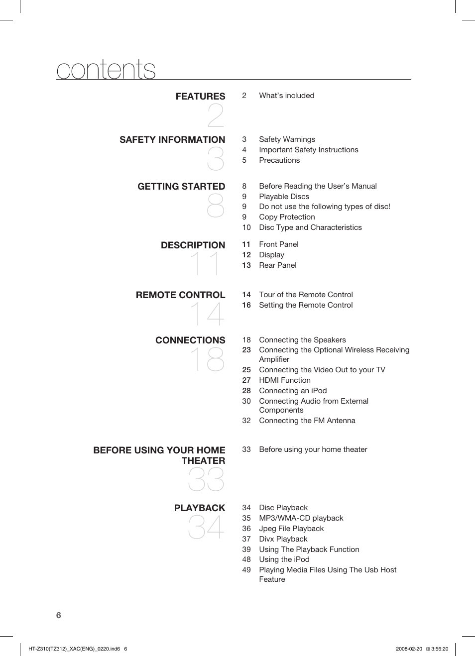 Samsung HT-Z310 User Manual | Page 7 / 72