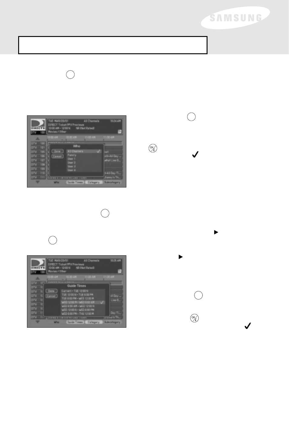 Menu overview: guide | Samsung SIR-S60W User Manual | Page 32 / 61