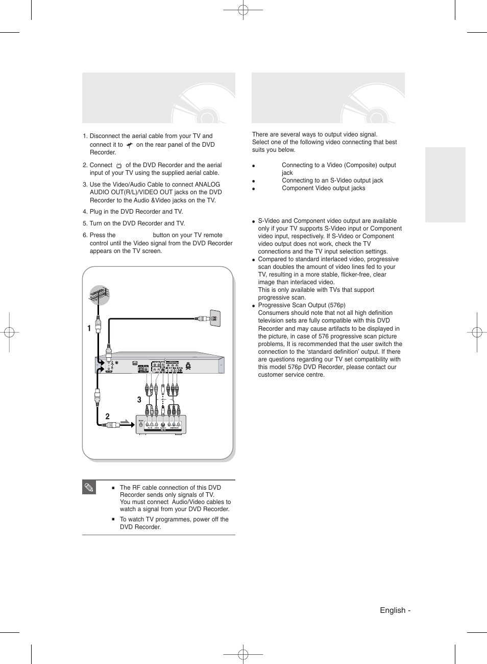 Connecting the dvd recorder, Other type of connecting the video output cable, English | Samsung DVD-R135 User Manual | Page 17 / 90