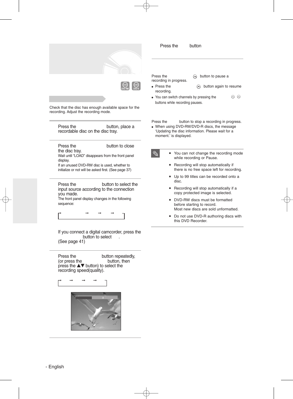 Recording from external equipment you are watching | Samsung DVD-R135 User Manual | Page 40 / 90