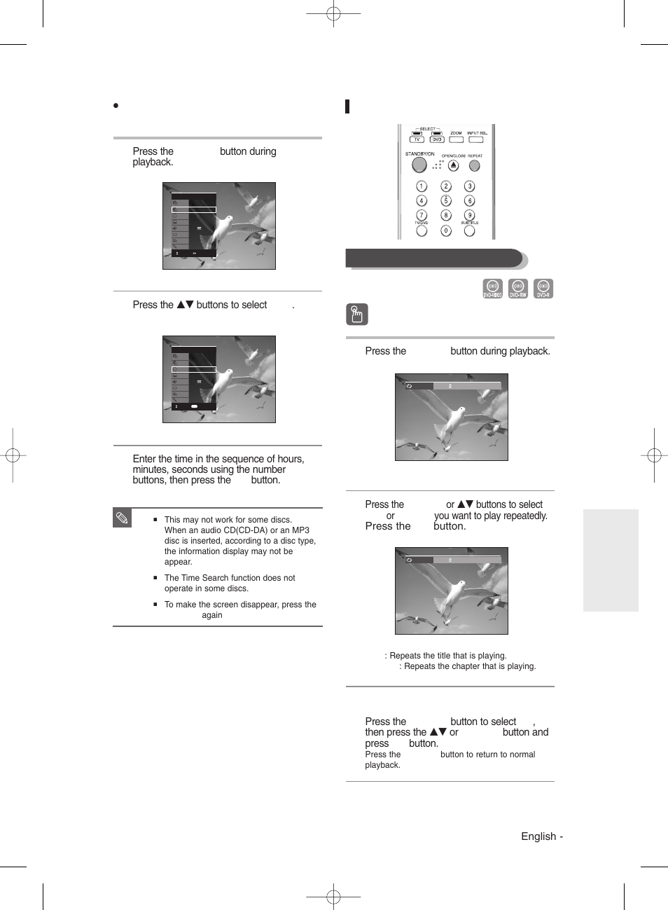 Using the repeat function, Using the repea, Using the repea t button t button | Playing repeatedly(repeat playback) | Samsung DVD-R135 User Manual | Page 51 / 90