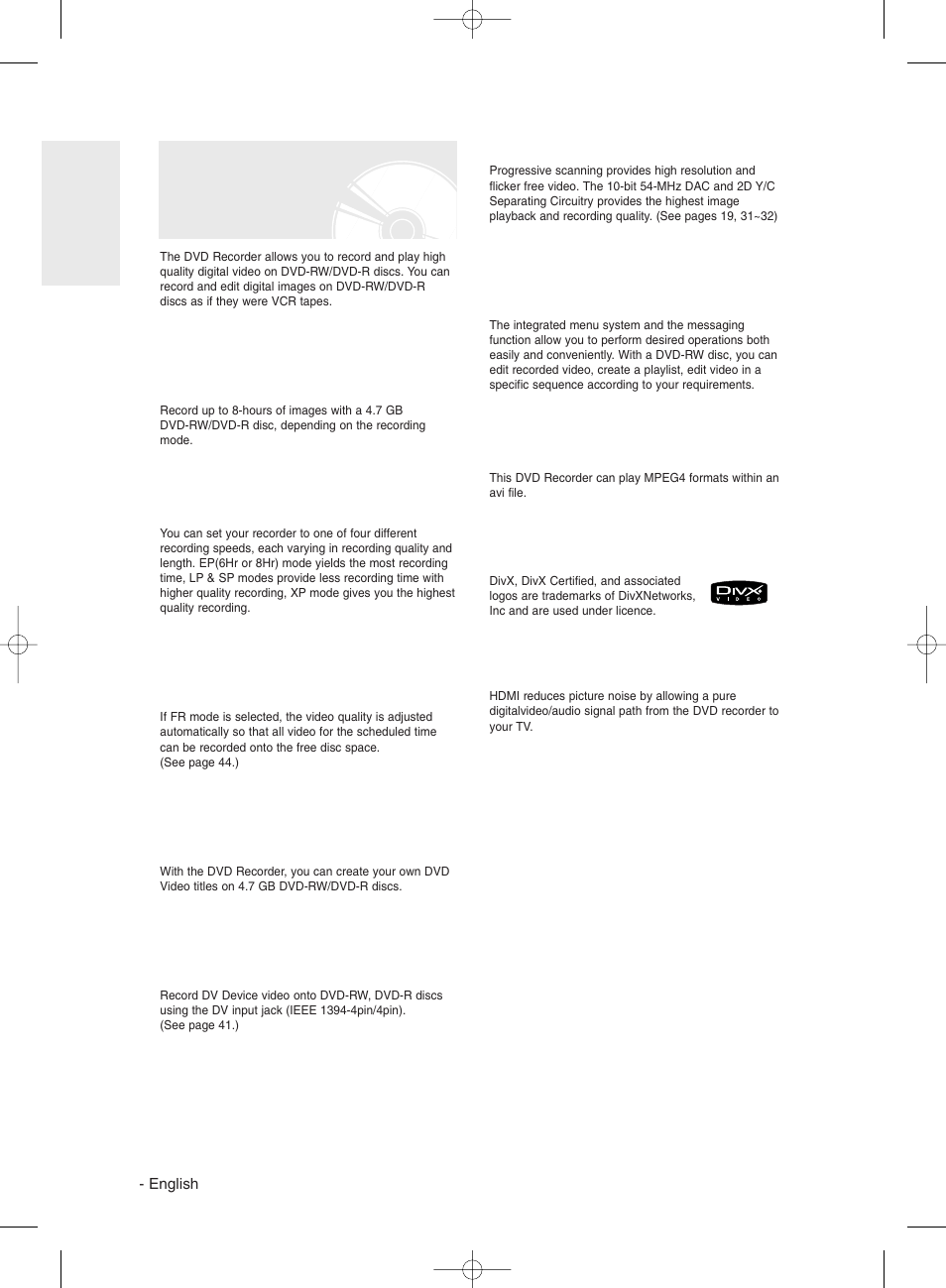 General features | Samsung DVD-R135 User Manual | Page 8 / 90