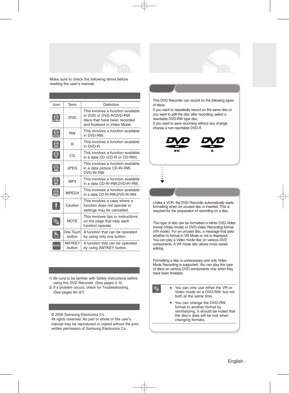 Before reading the user’s manual, How to use the dvd recorder, Step 1 | Step 2, Select the disc type, Format the disc to start recording | Samsung DVD-R135 User Manual | Page 9 / 90