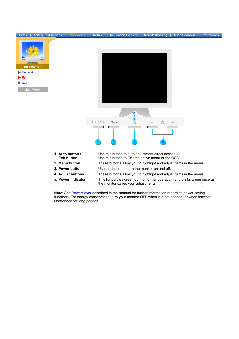 Front | Samsung 153V User Manual | Page 13 / 82