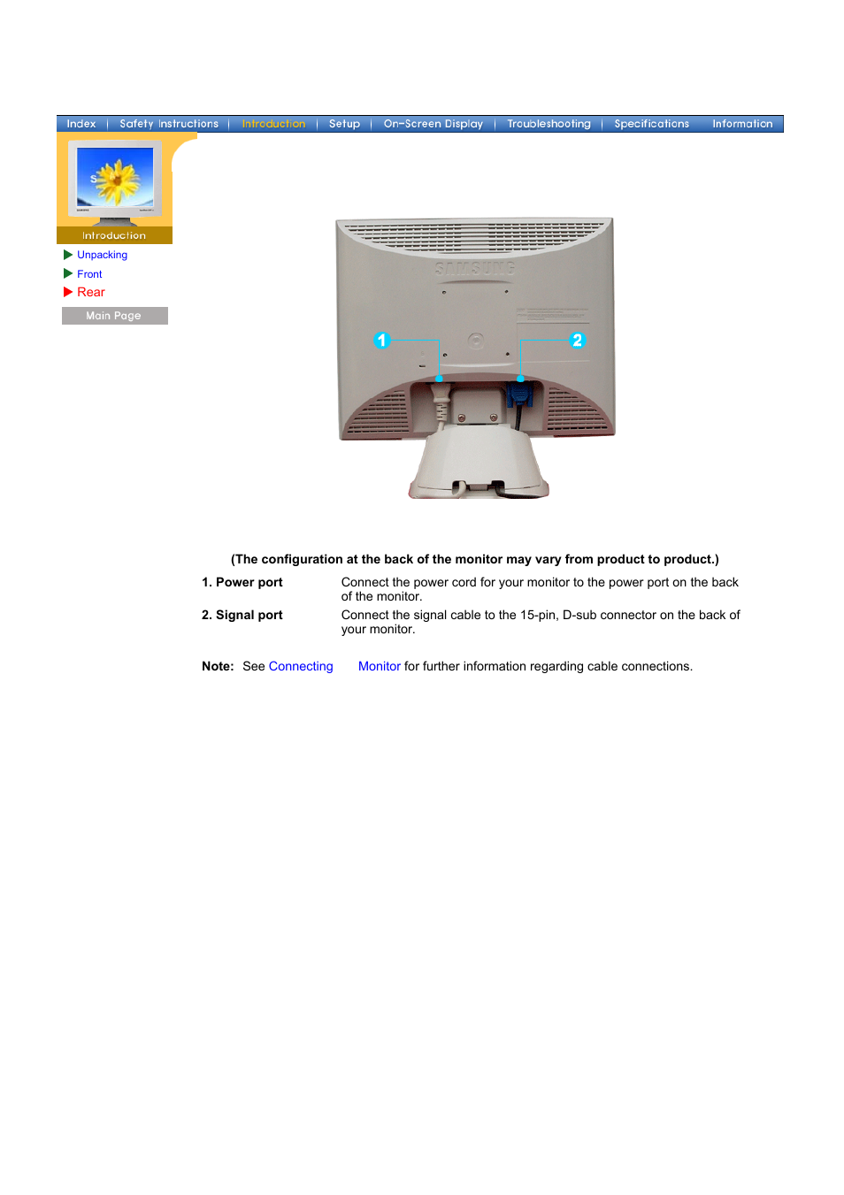 Rear | Samsung 153V User Manual | Page 16 / 82