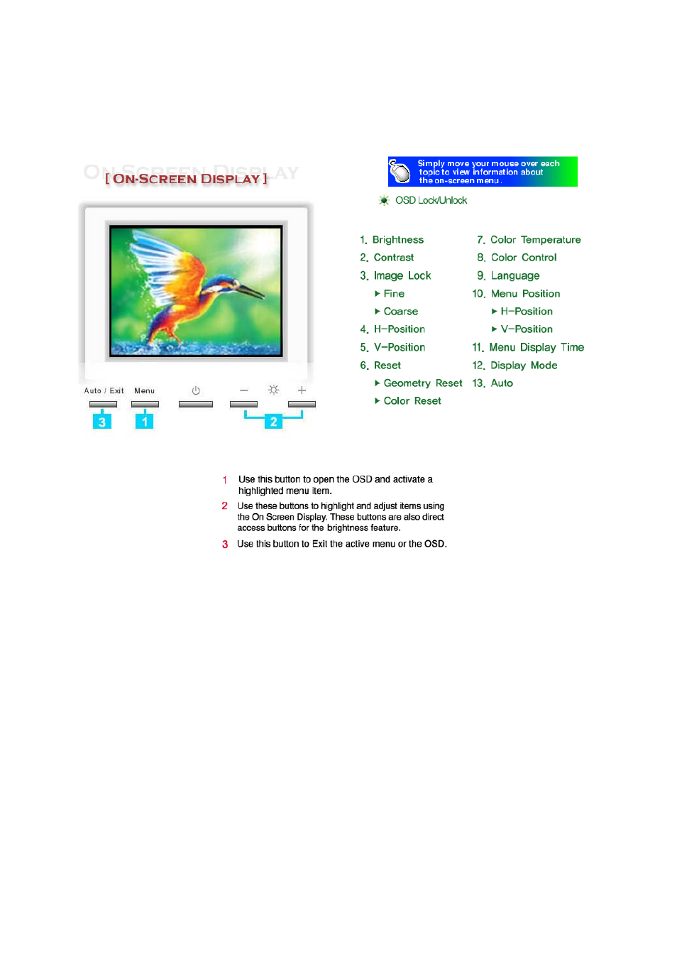 On-screen display | Samsung 153V User Manual | Page 31 / 82