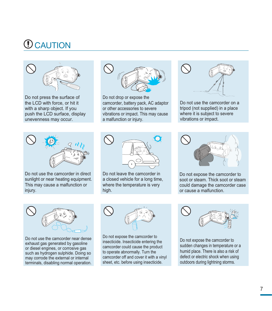 Caution | Samsung HMX-M20SN User Manual | Page 11 / 147