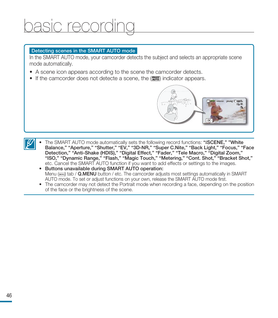Basic recording | Samsung HMX-M20SN User Manual | Page 50 / 147