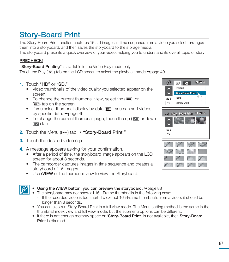 Story-board print | Samsung HMX-M20SN User Manual | Page 91 / 147