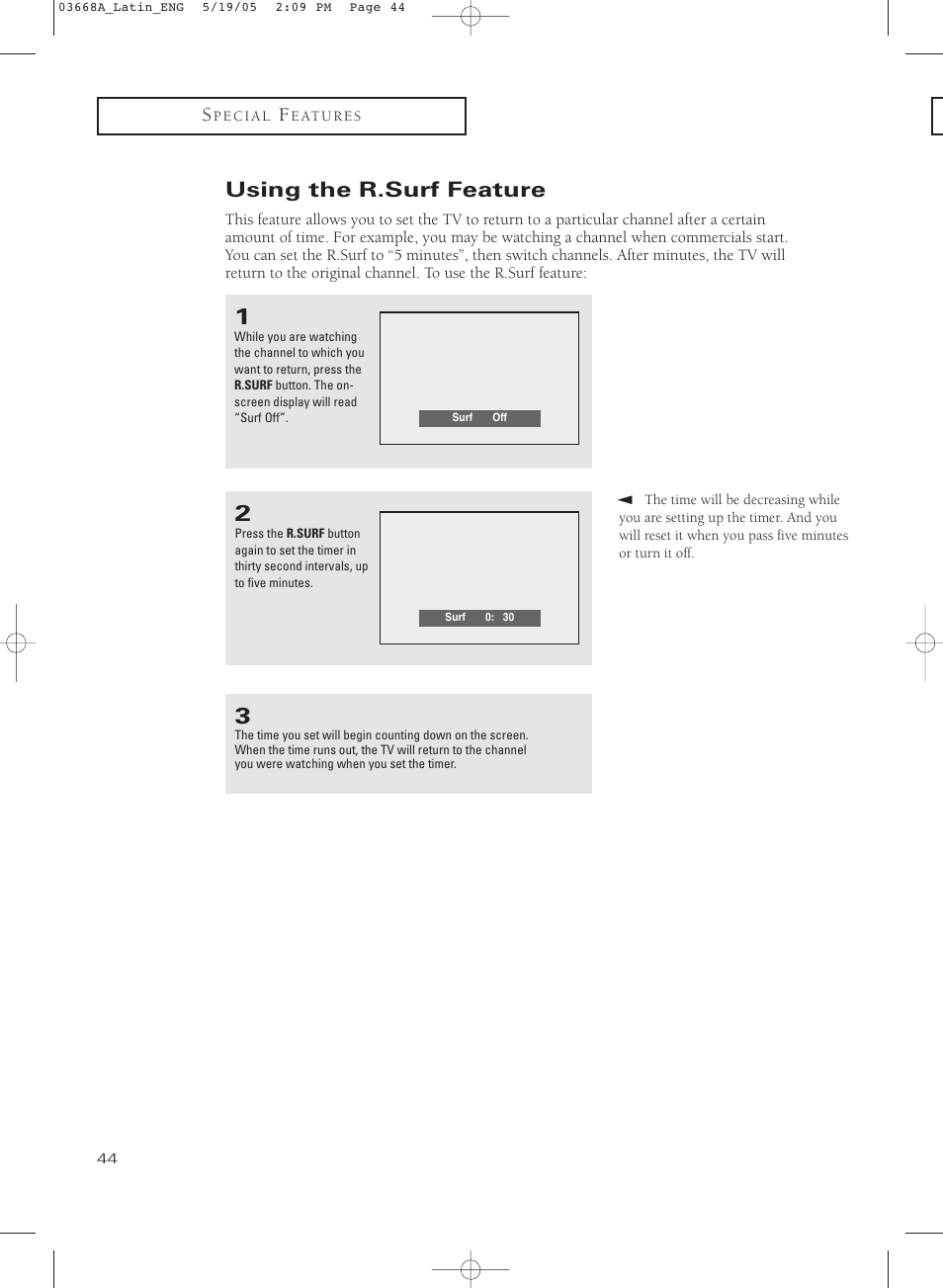 Using the r.surf feature | Samsung CL29T21PQ User Manual | Page 44 / 63
