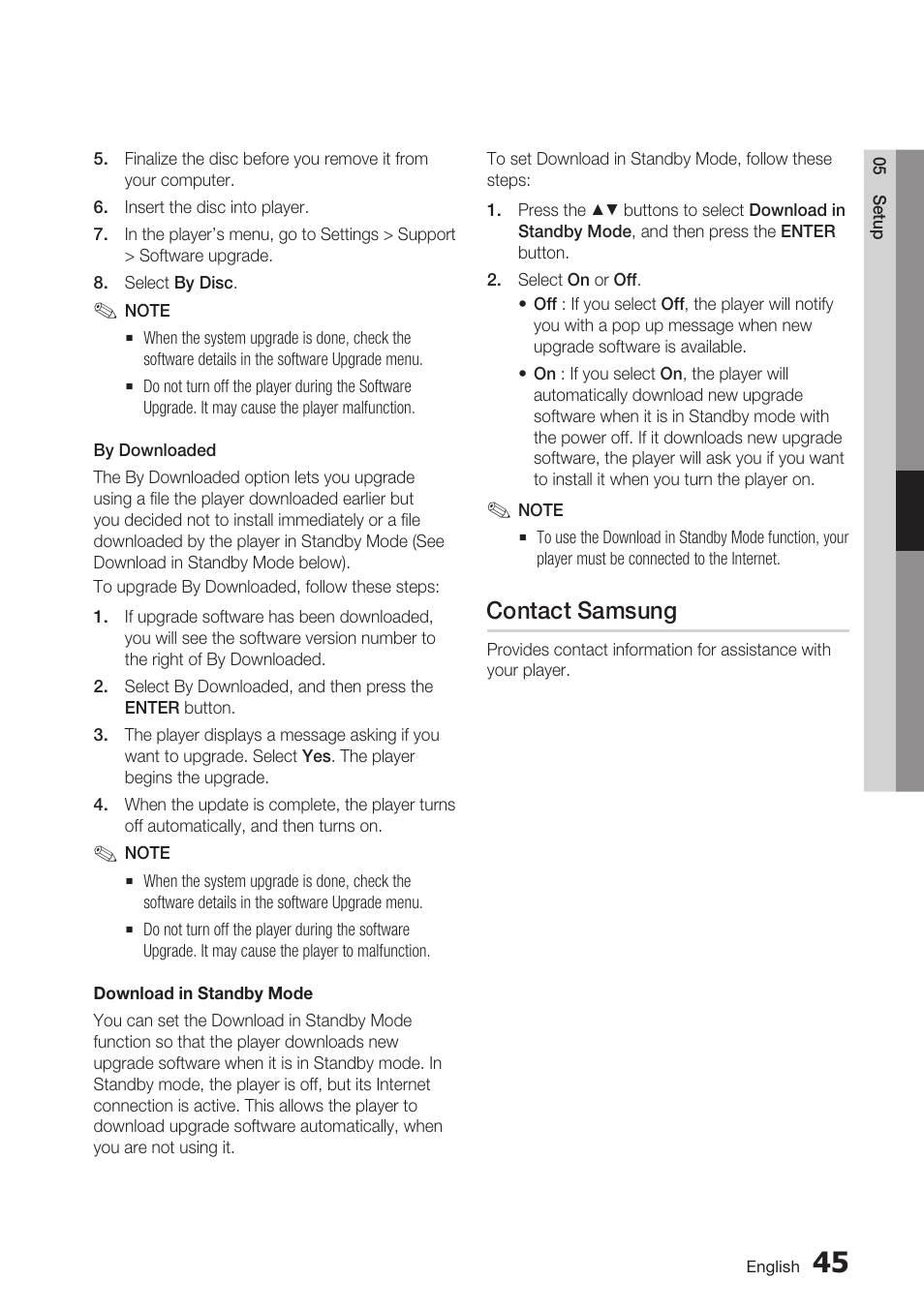 Contact samsung | Samsung BD-D6700 User Manual | Page 45 / 75