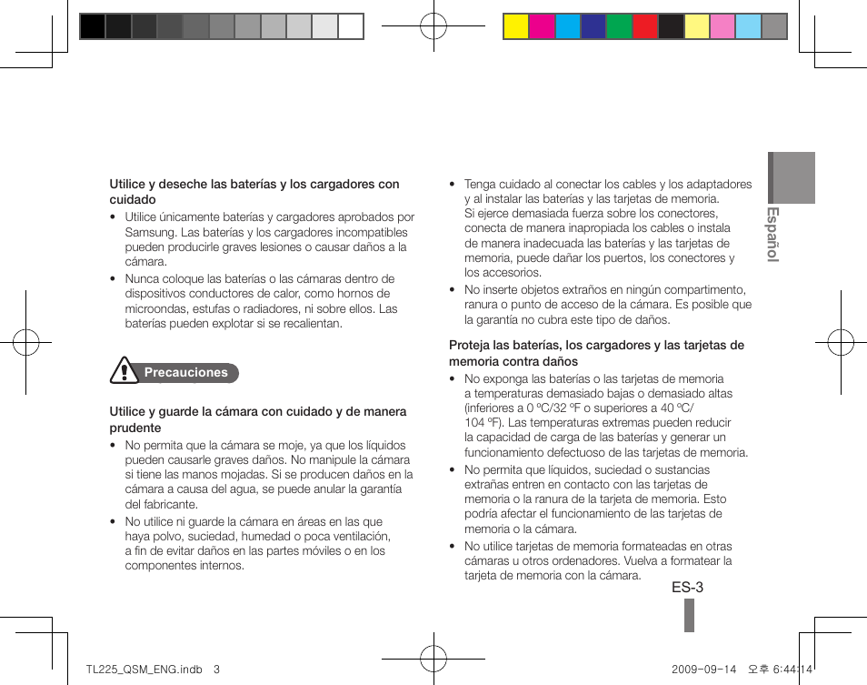 Español | Samsung DualView TL225 User Manual | Page 13 / 24