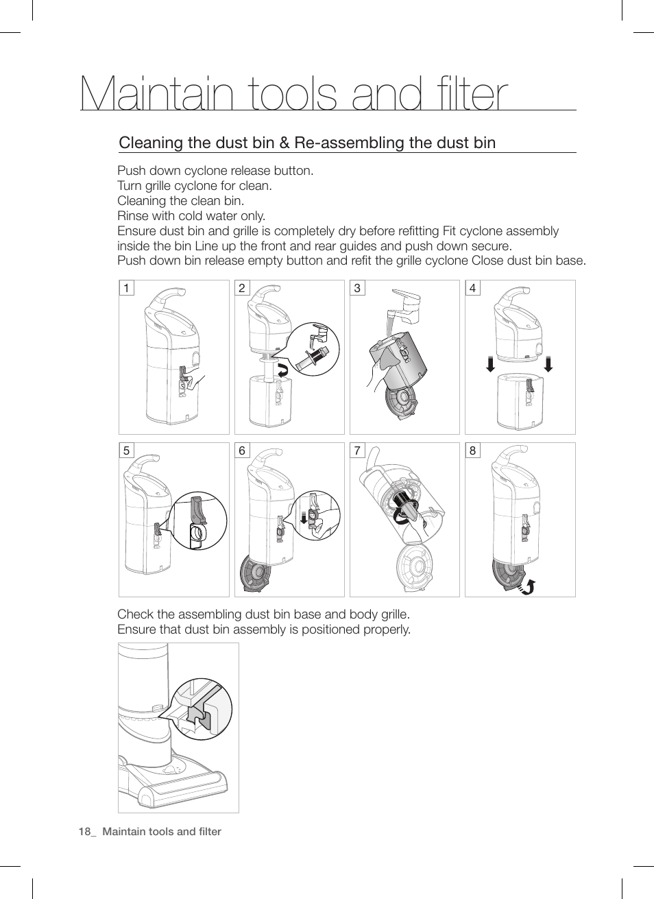 Maintain tools and filter | Samsung DJ68-00264B User Manual | Page 18 / 20