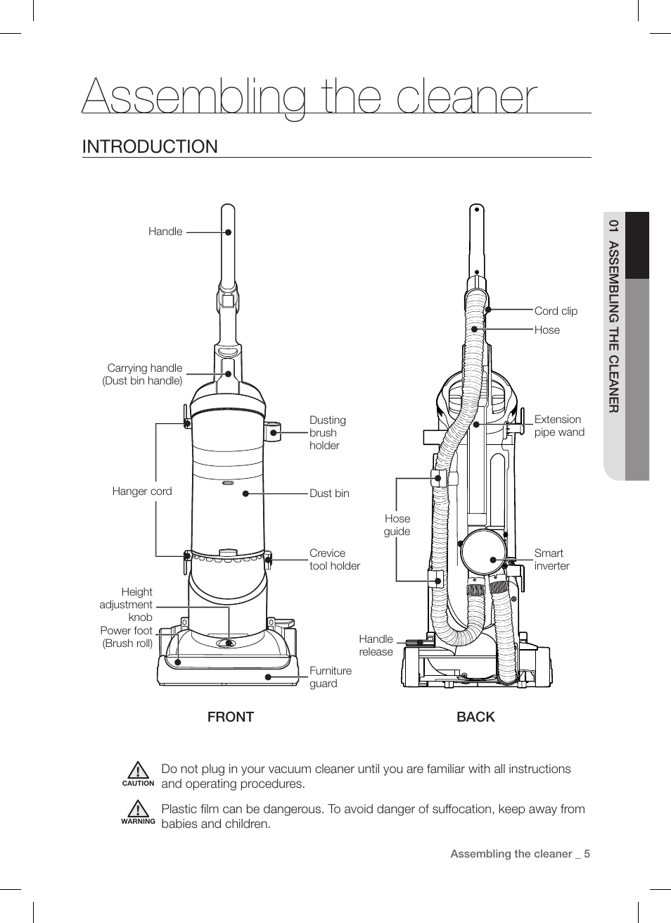 Assembling the cleaner, Introduction | Samsung DJ68-00264B User Manual | Page 5 / 20