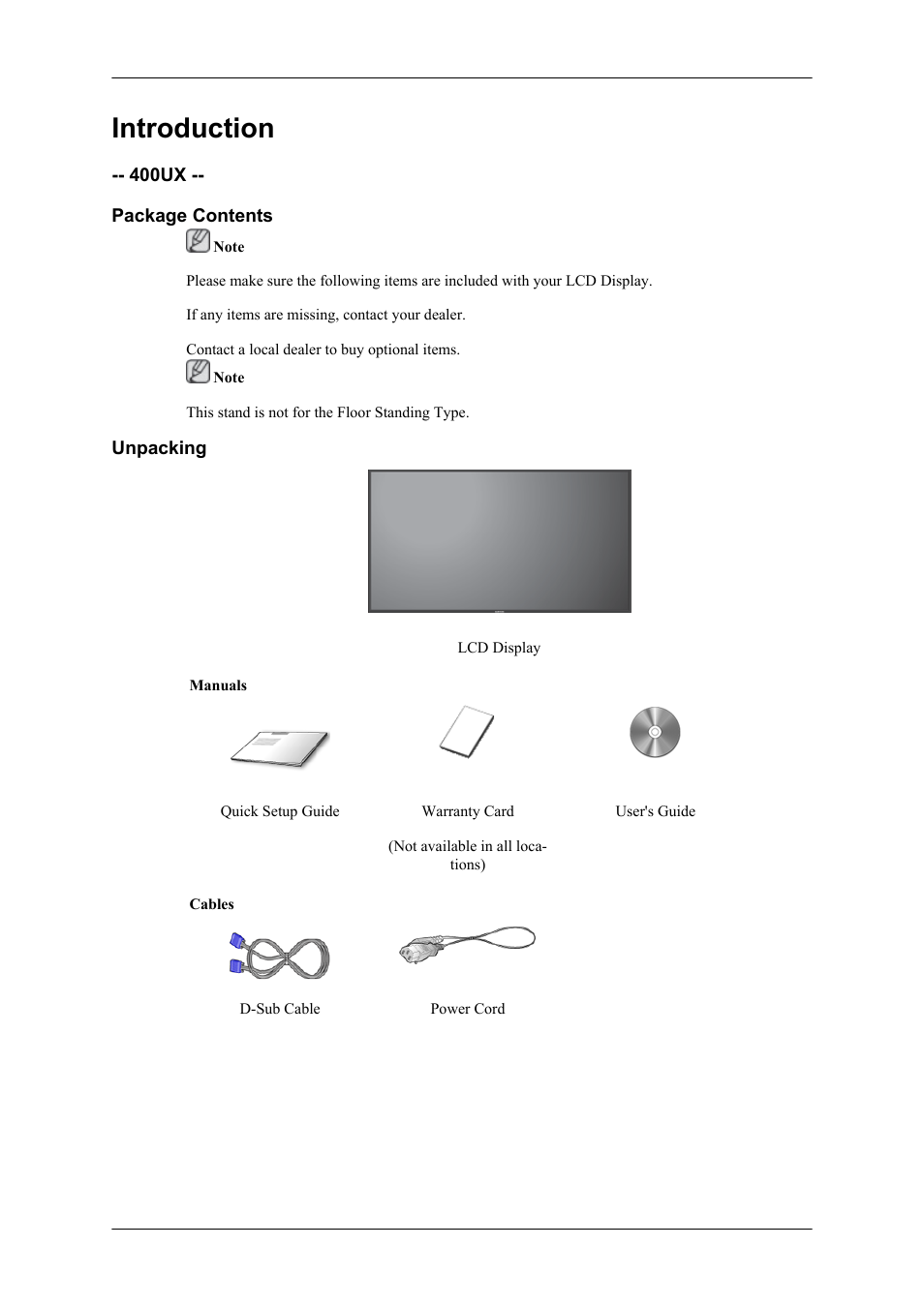 Introduction | Samsung 460UX User Manual | Page 2 / 44