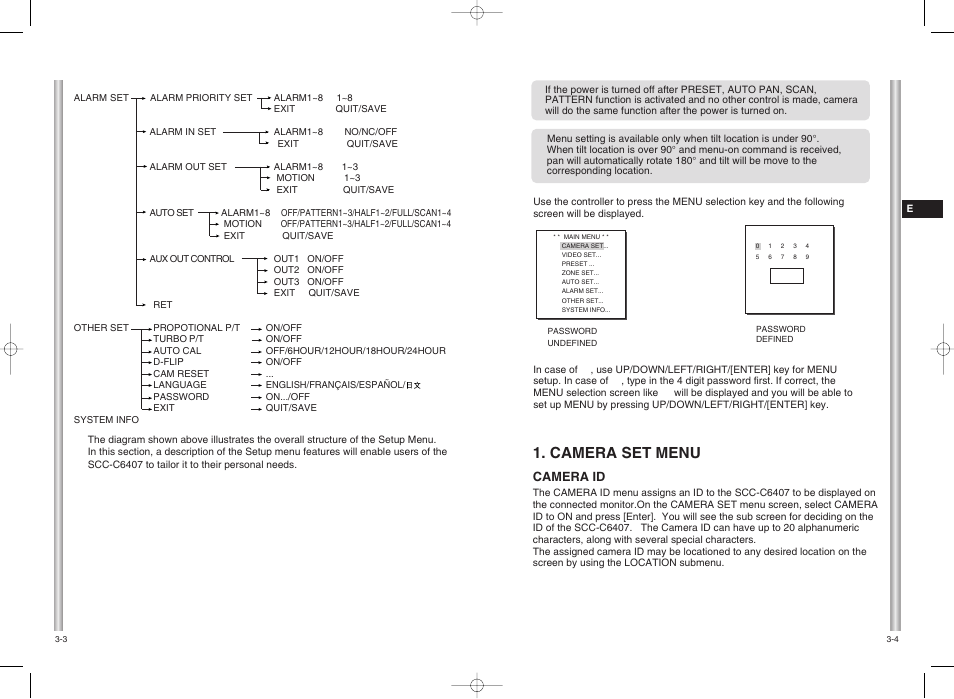 Camera set menu | Samsung SMART DOME SCC-C6407 User Manual | Page 15 / 31