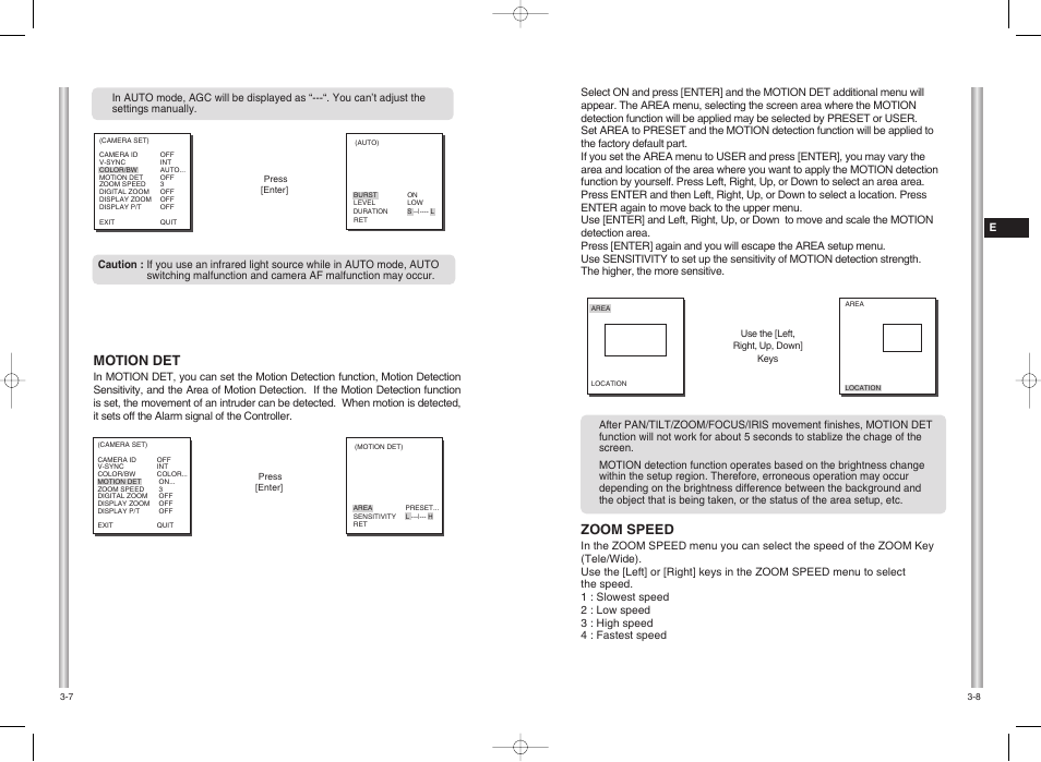 Motion det, Zoom speed | Samsung SMART DOME SCC-C6407 User Manual | Page 17 / 31