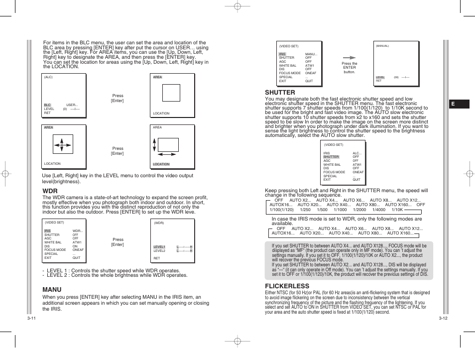 Shutter, Flickerless, Manu | Samsung SMART DOME SCC-C6407 User Manual | Page 19 / 31