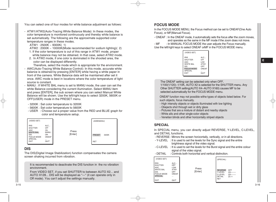 Focus mode | Samsung SMART DOME SCC-C6407 User Manual | Page 21 / 31