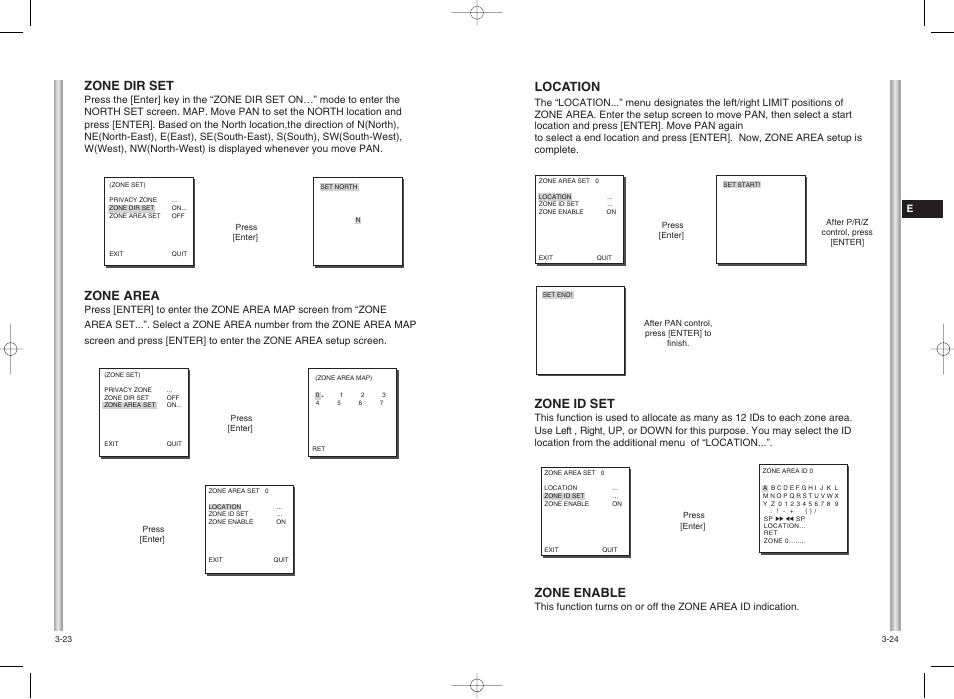 Location, Zone id set, Zone enable | Zone dir set, Zone area | Samsung SMART DOME SCC-C6407 User Manual | Page 25 / 31