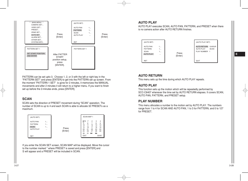 Auto play, Auto return, Play number | Scan | Samsung SMART DOME SCC-C6407 User Manual | Page 27 / 31