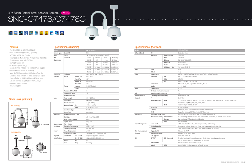 Samsung SNC-C7478 User Manual | 1 page