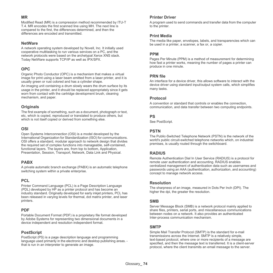 Samsung ML-186XW User Manual | Page 74 / 75