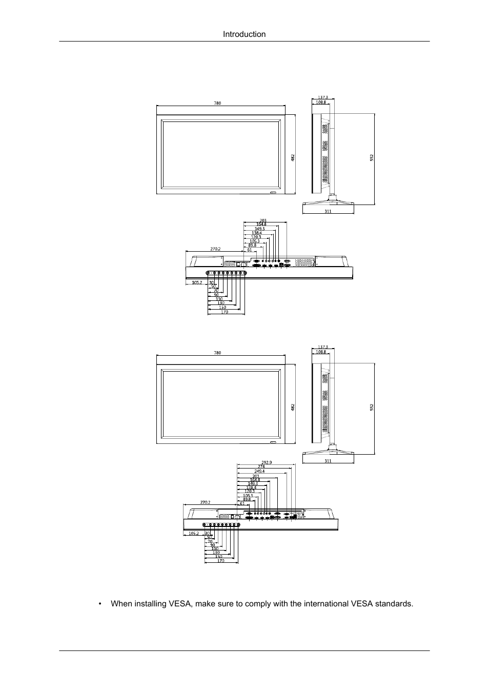 Mechanical layout, 320mx-3, 320mp-3), 320mxn-3, 320mpn-3) | Installation vesa bracket | Samsung SYNCMASTER 320MPN-3 User Manual | Page 23 / 158