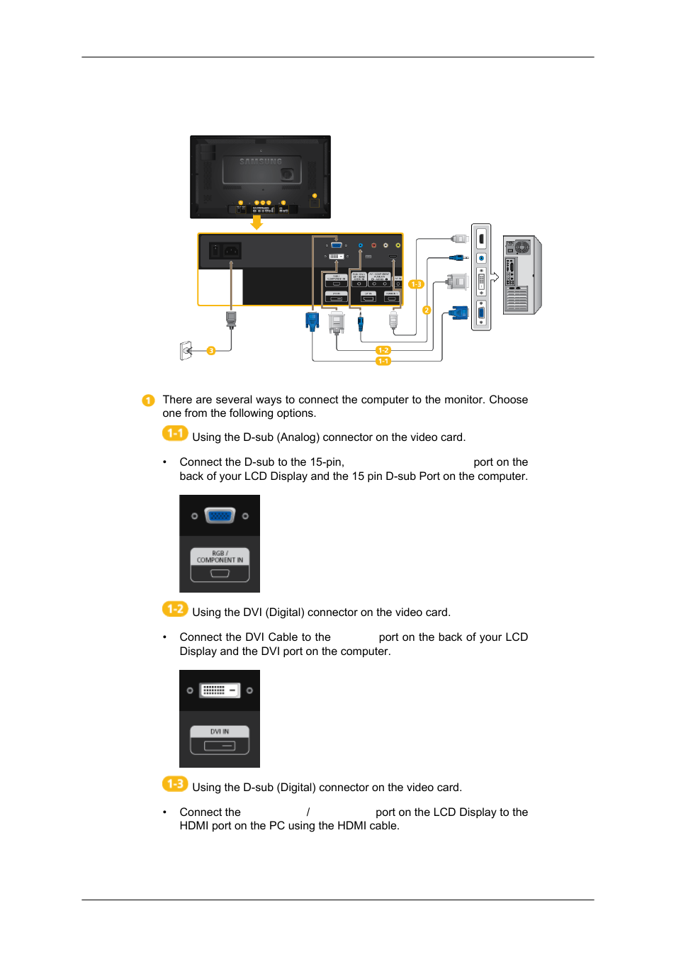 Connections, Connecting a computer | Samsung SYNCMASTER 320MPN-3 User Manual | Page 37 / 158