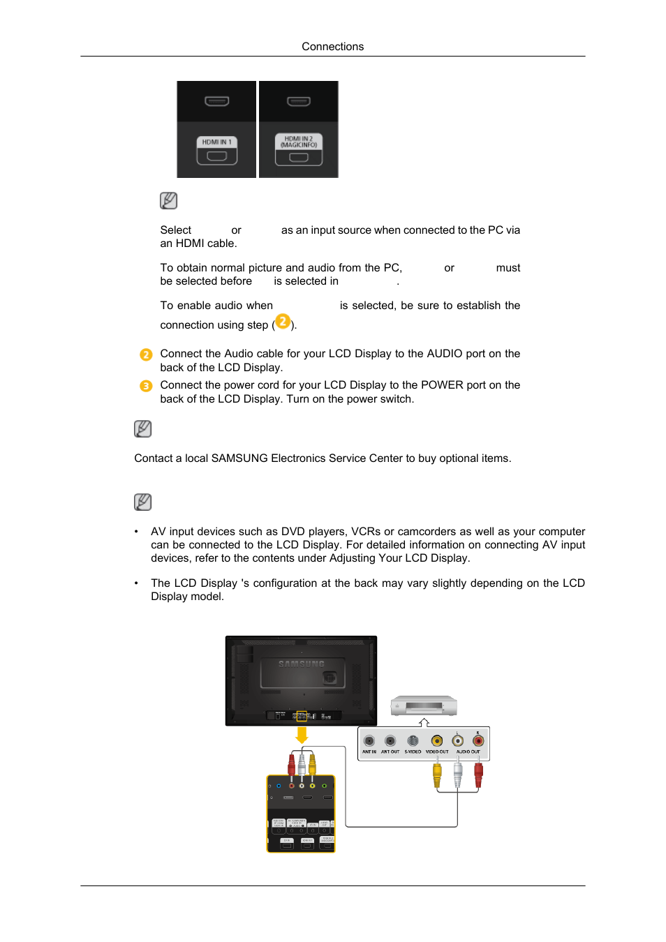 Connecting to other devices, Connecting av devices | Samsung SYNCMASTER 320MPN-3 User Manual | Page 38 / 158