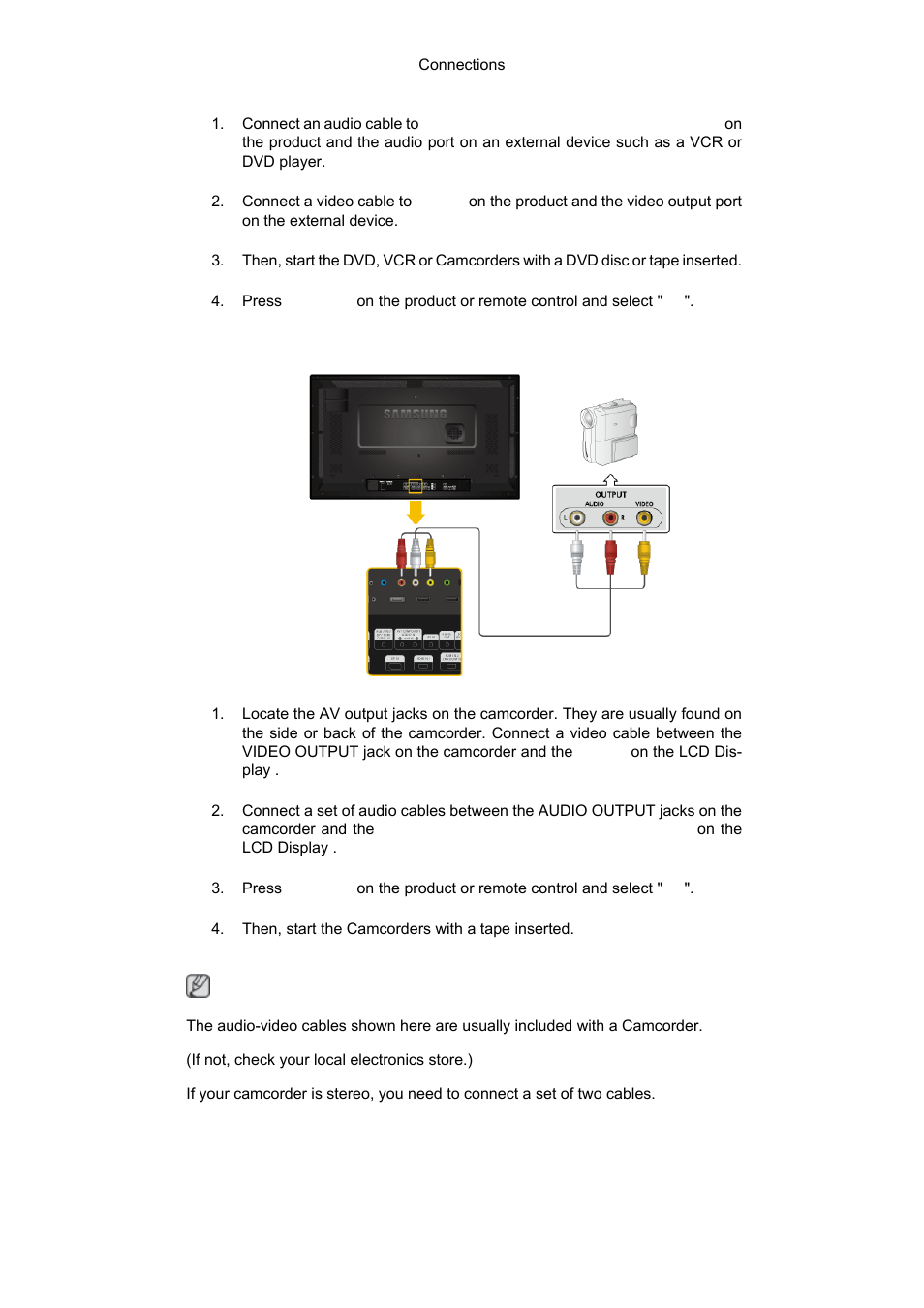 Connecting to a camcorder | Samsung SYNCMASTER 320MPN-3 User Manual | Page 39 / 158