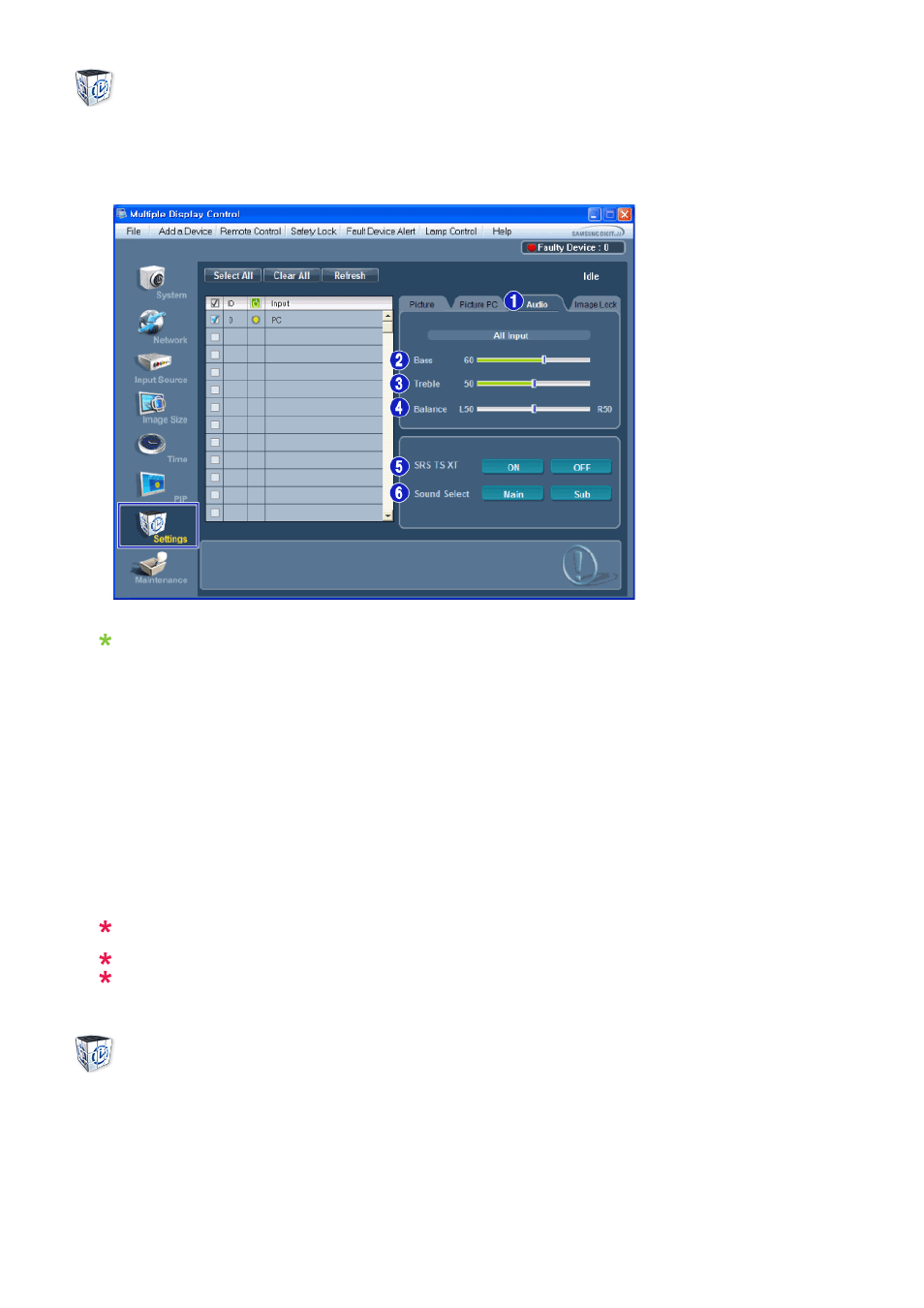 Setting audio, Setting image lock | Samsung SYNCMASTER 320MPN-3 User Manual | Page 90 / 158