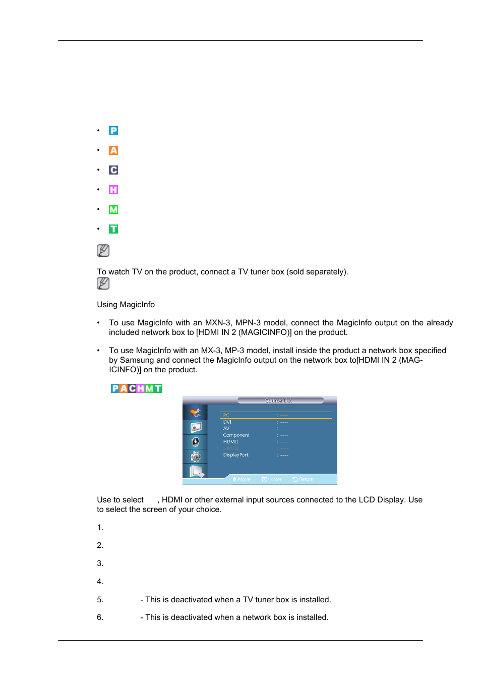 Adjusting the lcd display, Input, Source list | Samsung SYNCMASTER 320MPN-3 User Manual | Page 97 / 158