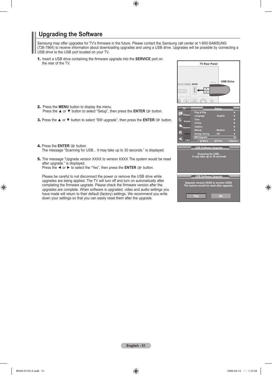 Upgrading the software | Samsung BN68-01541A-01 User Manual | Page 53 / 121