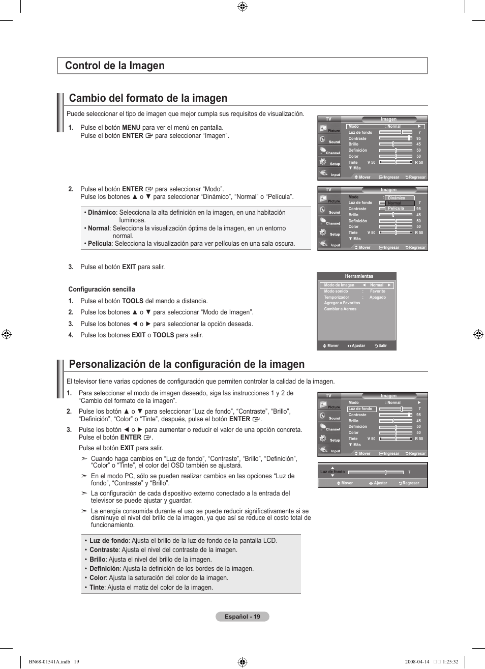 Cambio del formato de la imagen | Samsung BN68-01541A-01 User Manual | Page 81 / 121