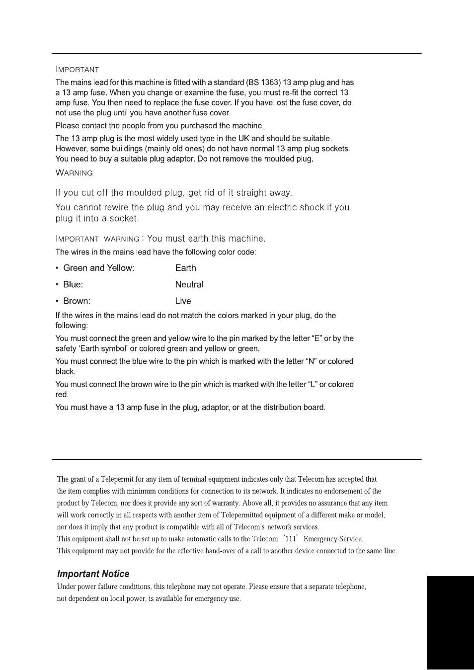 Replacing the fitted plug (uk), Notes for use of this device (new zealand) | Samsung SF-370 Series User Manual | Page 76 / 84