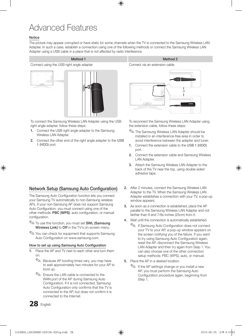 Advanced features | Samsung 6800 User Manual | Page 28 / 61