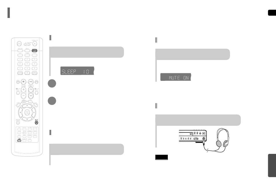 Miscellaneous, Convenient functions, Adjusting display brightness | Sleep timer function, Mute function, Using headphones | Samsung HT-P50 User Manual | Page 34 / 38