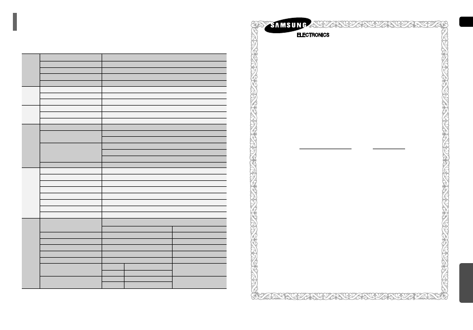 Specifications, Specifications 74, Samsung limited warranty | Samsung HT-P50 User Manual | Page 38 / 38