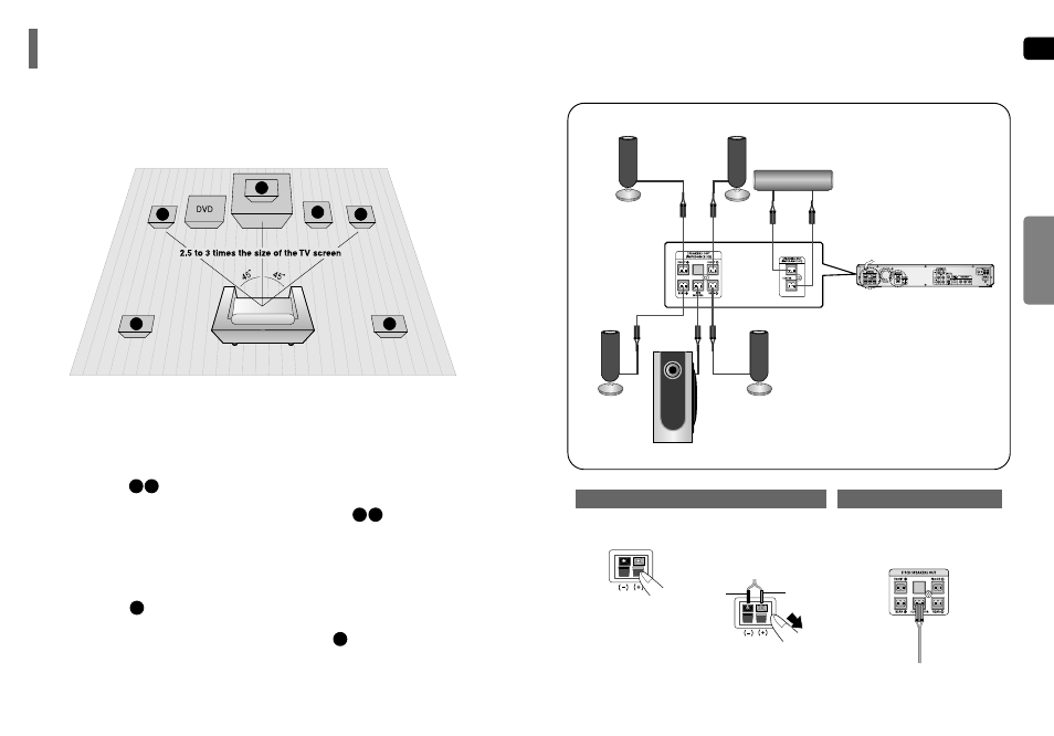 Connecting the speakers | Samsung HT-P50 User Manual | Page 7 / 38