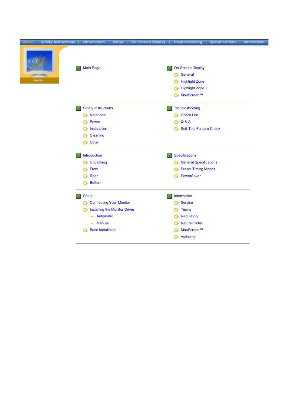 Index | Samsung 1100DF User Manual | Page 2 / 79