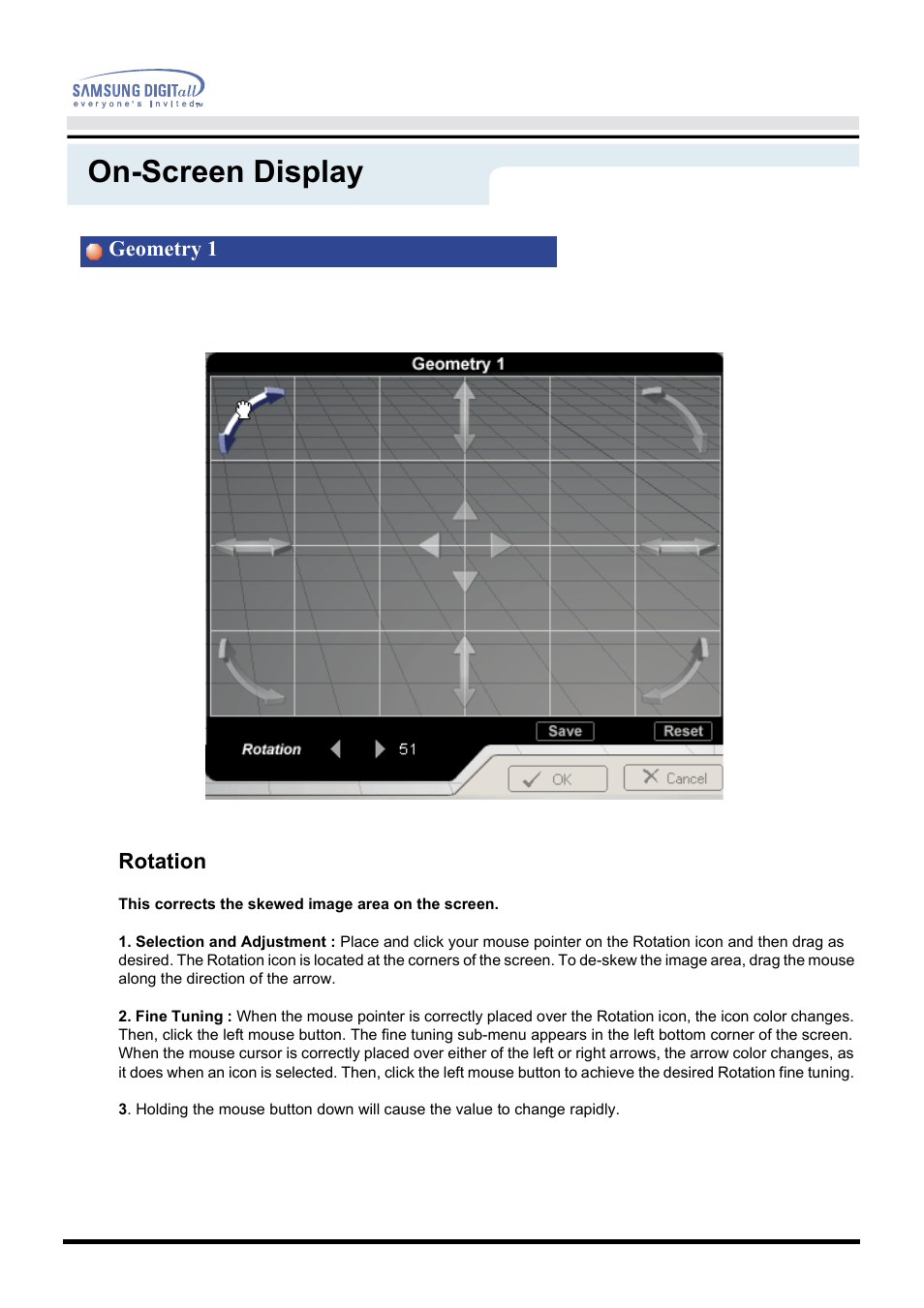 On-screen display | Samsung 1100DF User Manual | Page 43 / 79