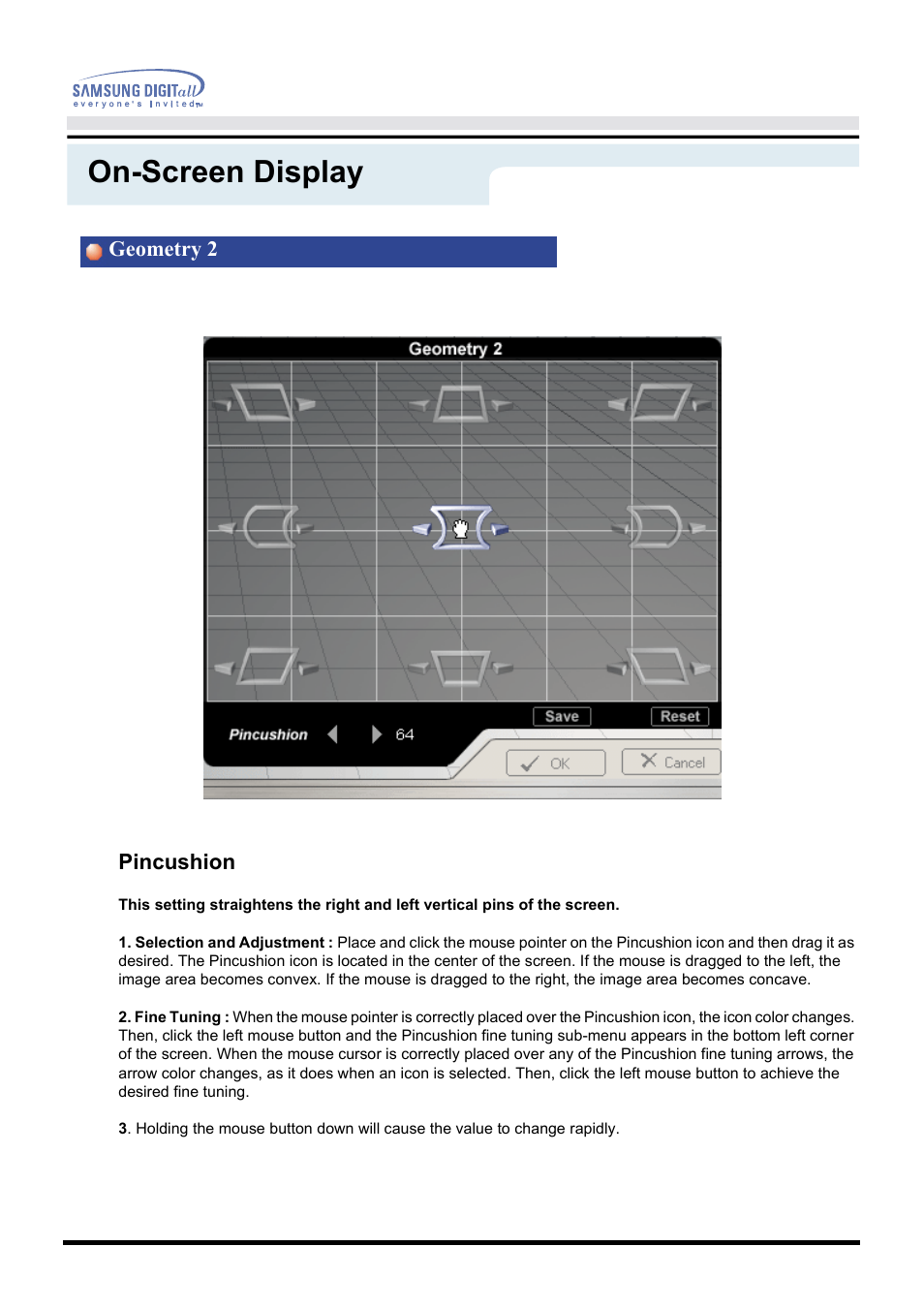 On-screen display | Samsung 1100DF User Manual | Page 44 / 79
