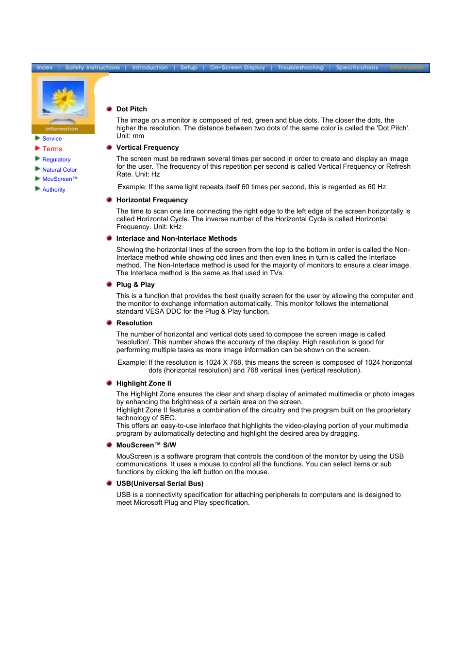 Terms | Samsung 1100DF User Manual | Page 70 / 79